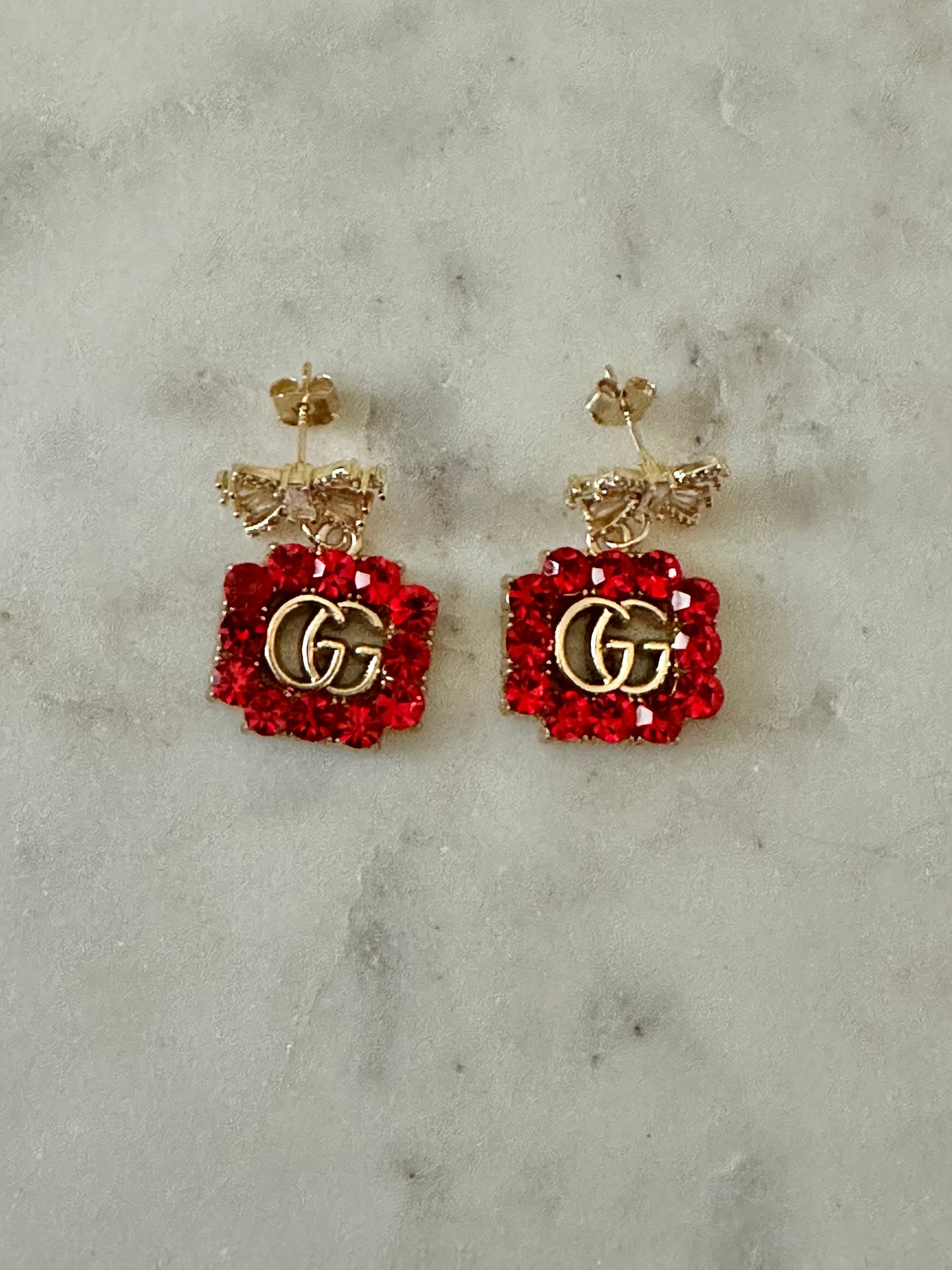 Gucci red rhinestone earrings
