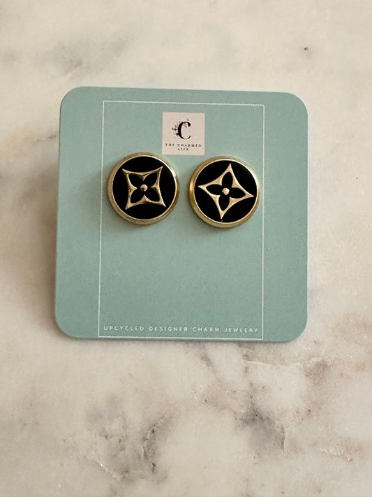 LV button earrings