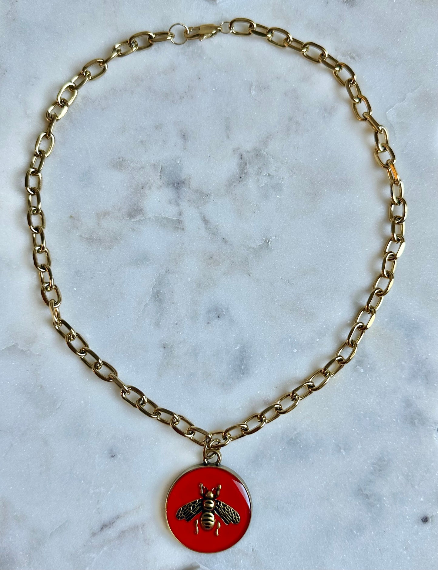 Gucci red bee necklace
