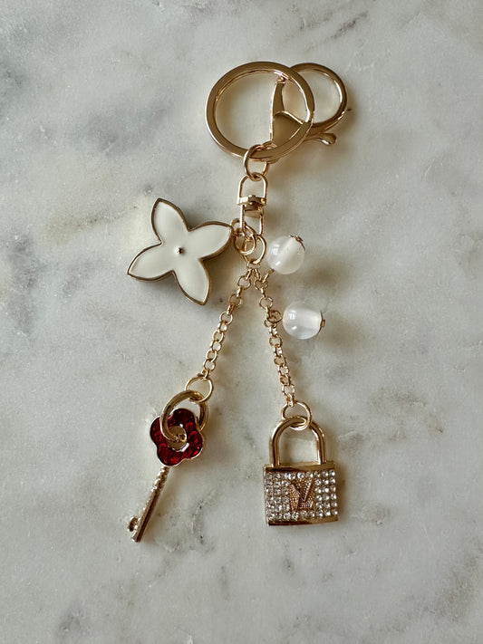 LV lock and key keychain