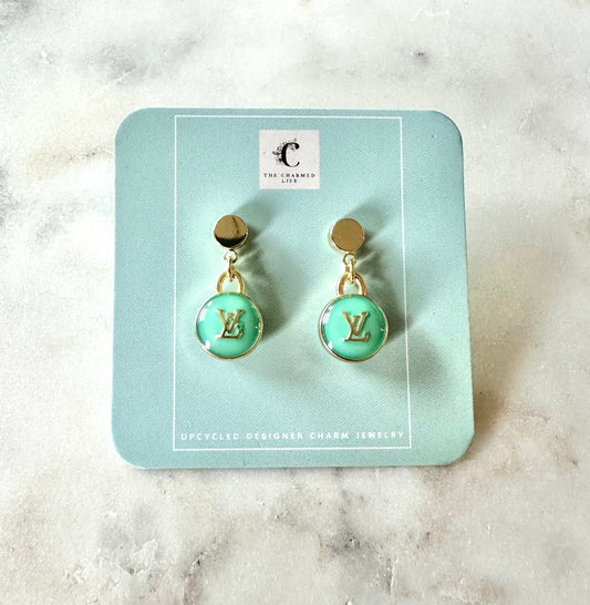 LV teal green earrings