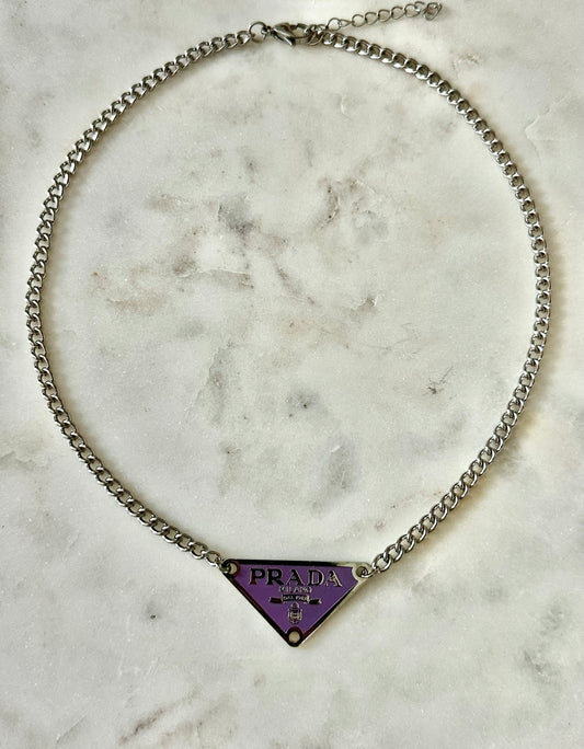 Prada Purple silver-tone necklace