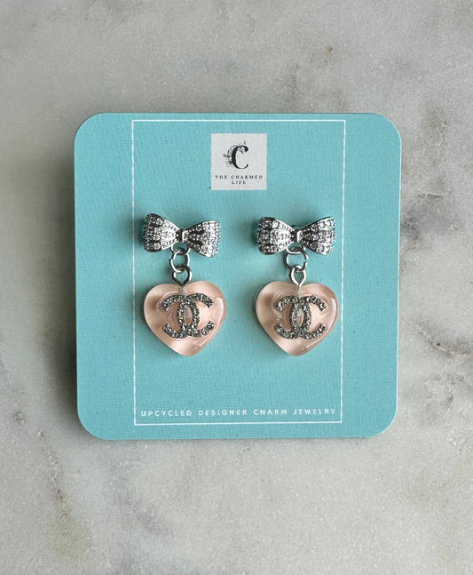 CC peach heart with silver bows