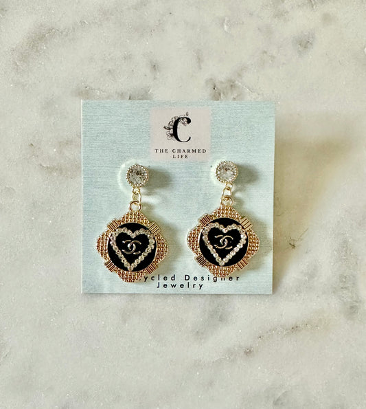 CC black heart earrings