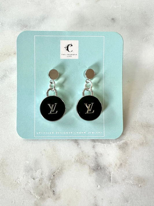 LV black and silver earrings