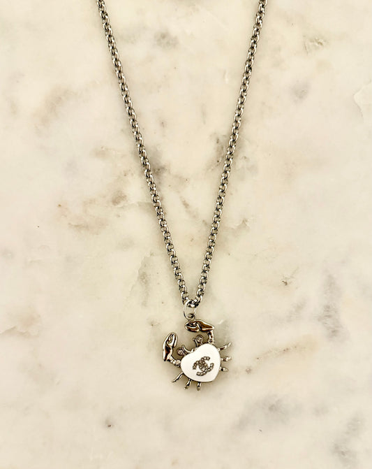 CC white crab necklace
