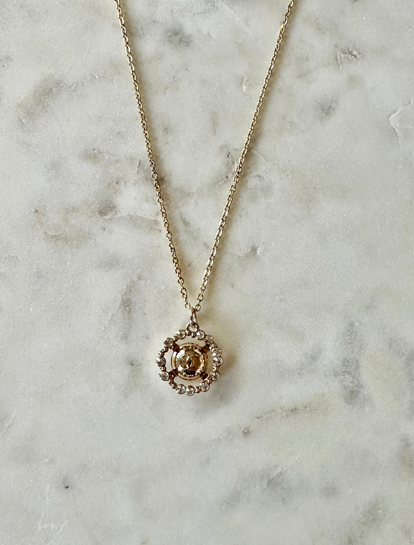 CC rhinestone round necklace