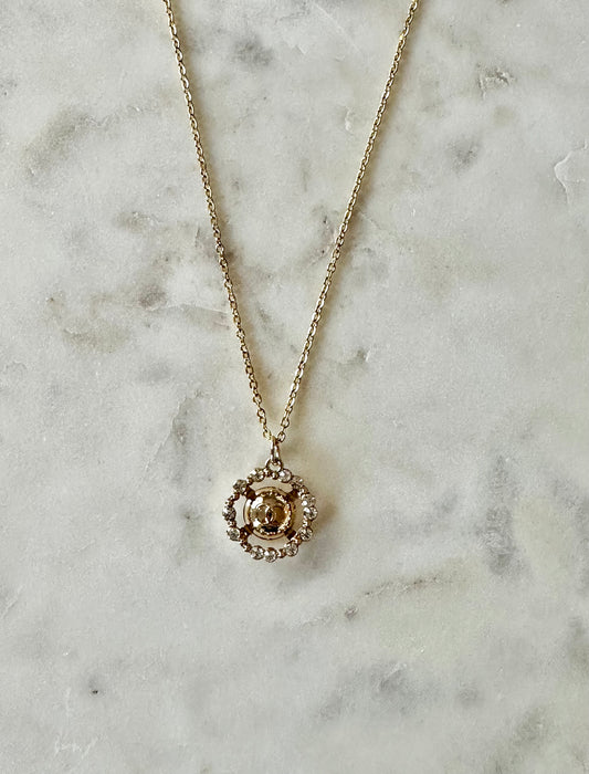CC rhinestone round necklace