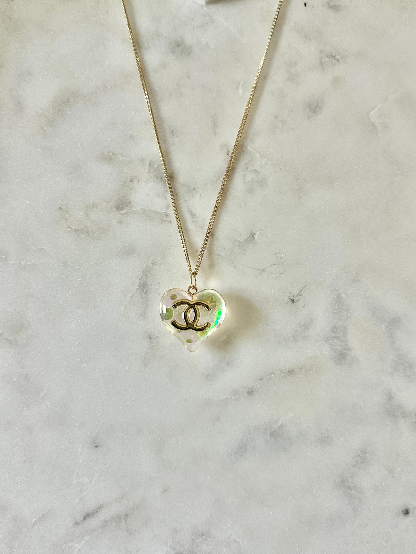 CC iridescent heart necklace