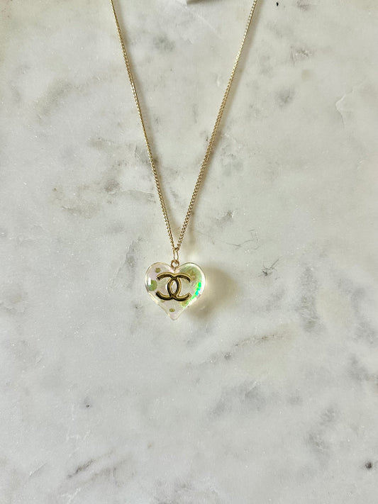 CC iridescent heart necklace