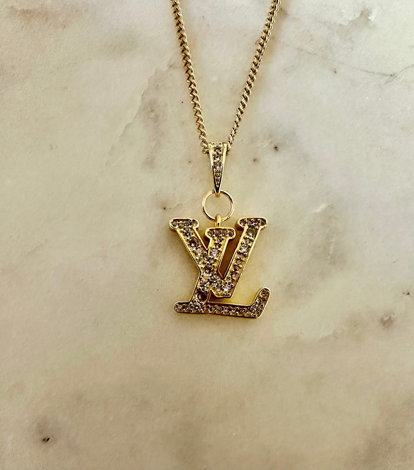 LV rhinestone necklace