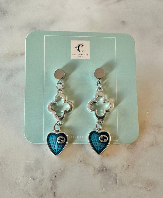 Gucci blue heart earrings