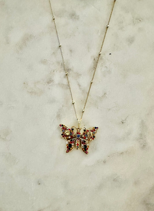 Gucci butterfly rhinestone necklace
