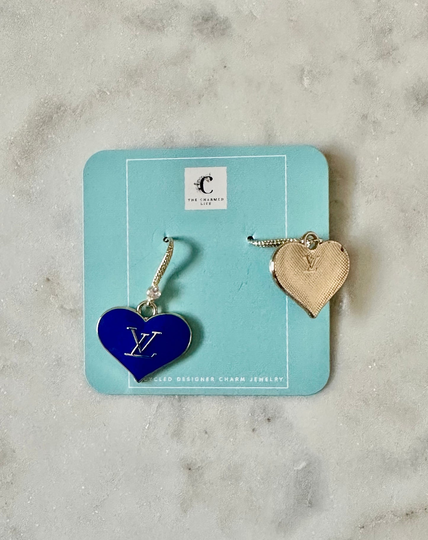 LV blue heart earrings