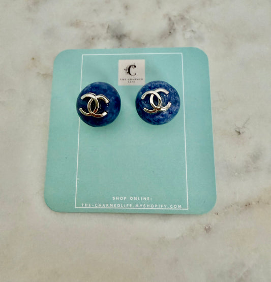 CC blueberry button earrings