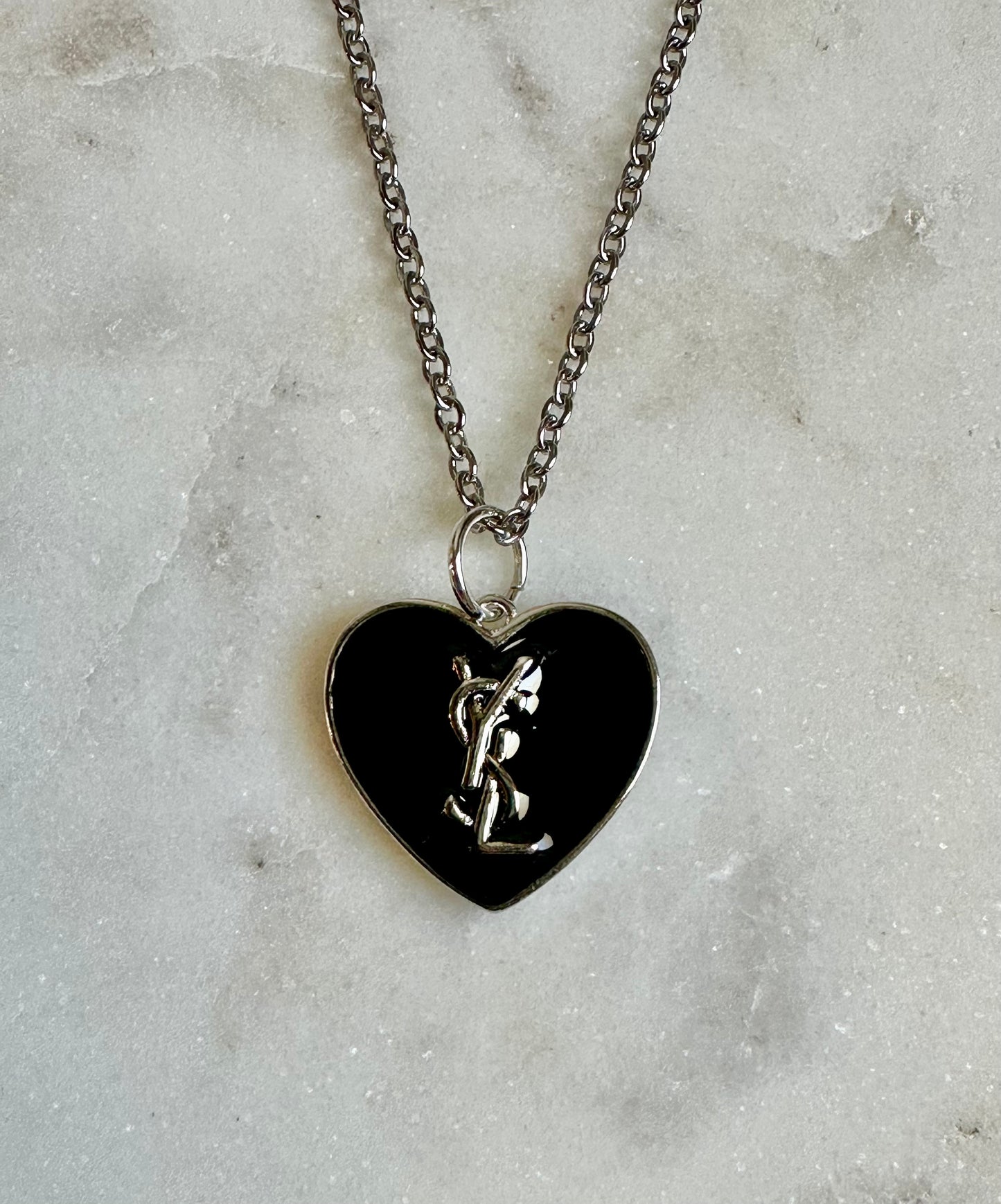 YSL black heart necklace