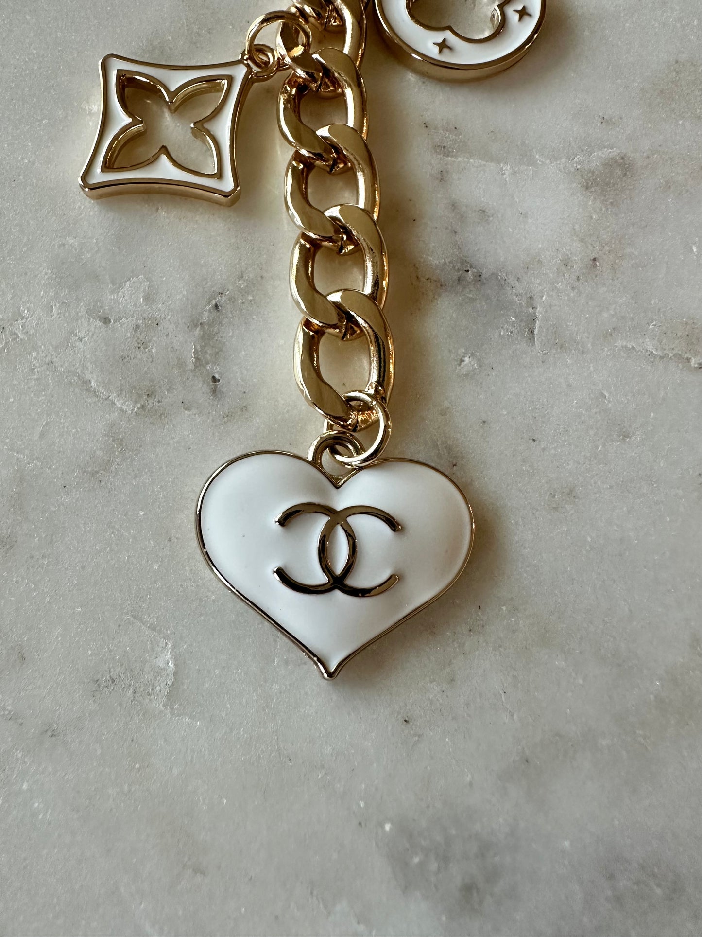 CC white heart keychain