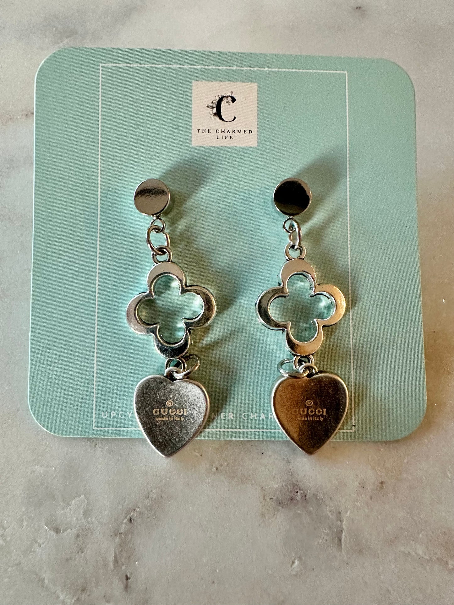 Gucci blue heart earrings
