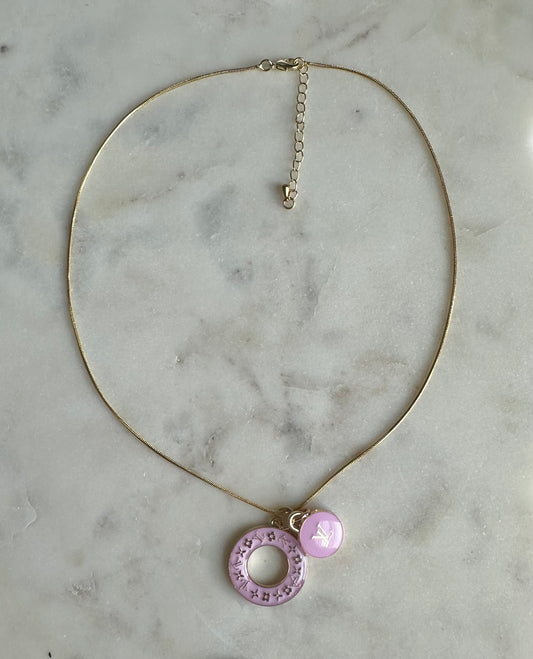 LV lavender donut necklace