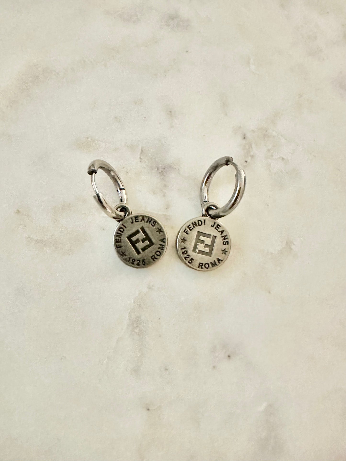 Fendi silver tone earrings