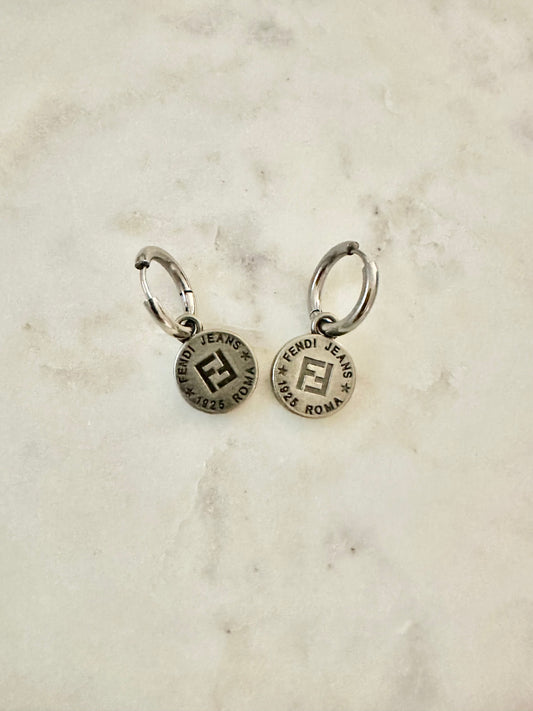 Fendi silver tone earrings