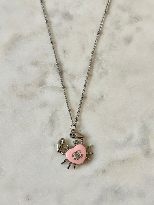CC pink crab necklace