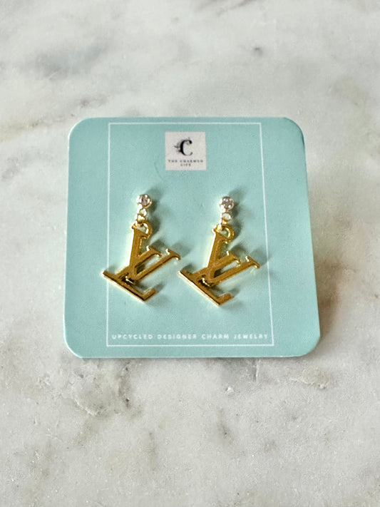 LV with rhinestone earrings