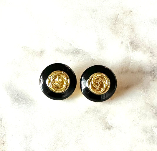 Gucci black button earrings