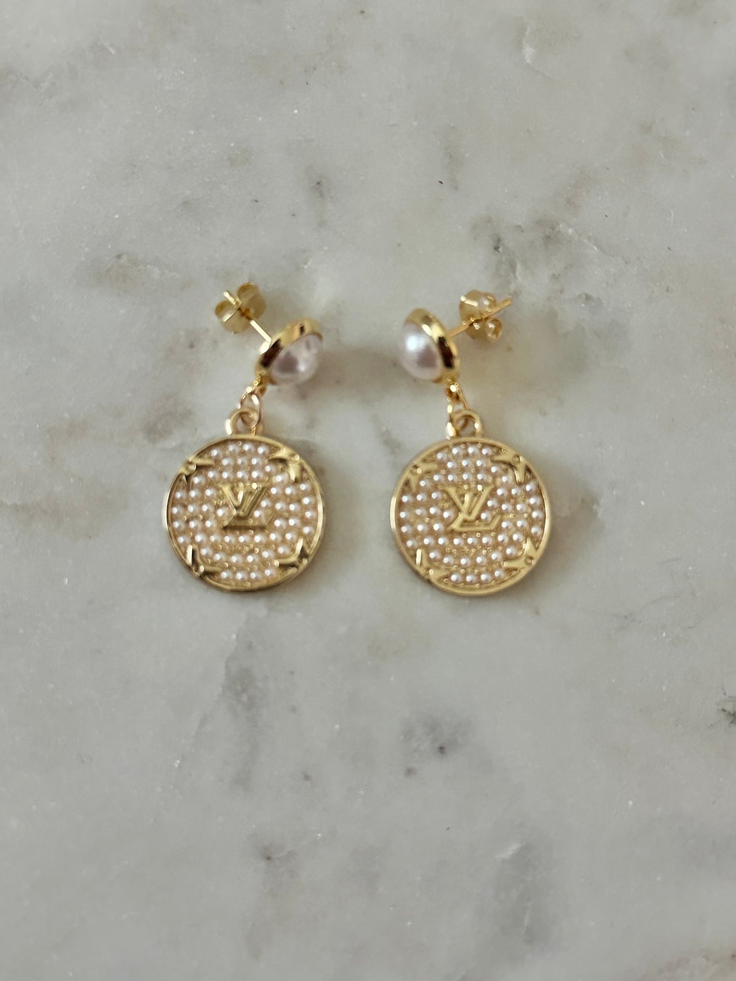 LV pearl earrings