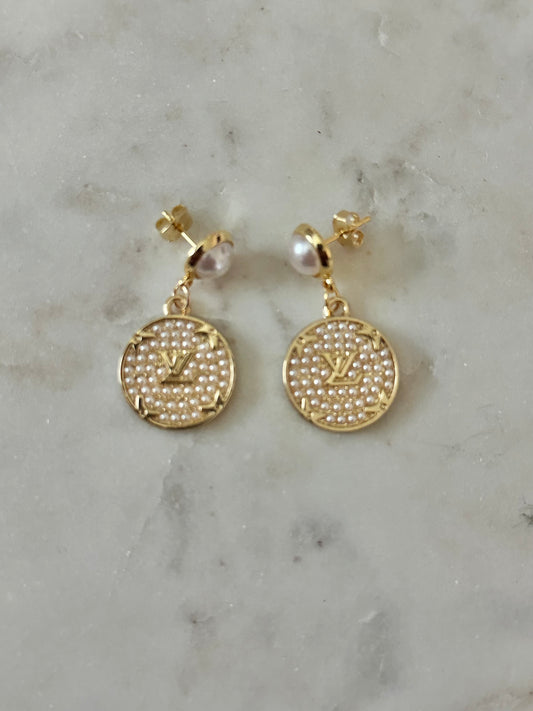 LV pearl earrings
