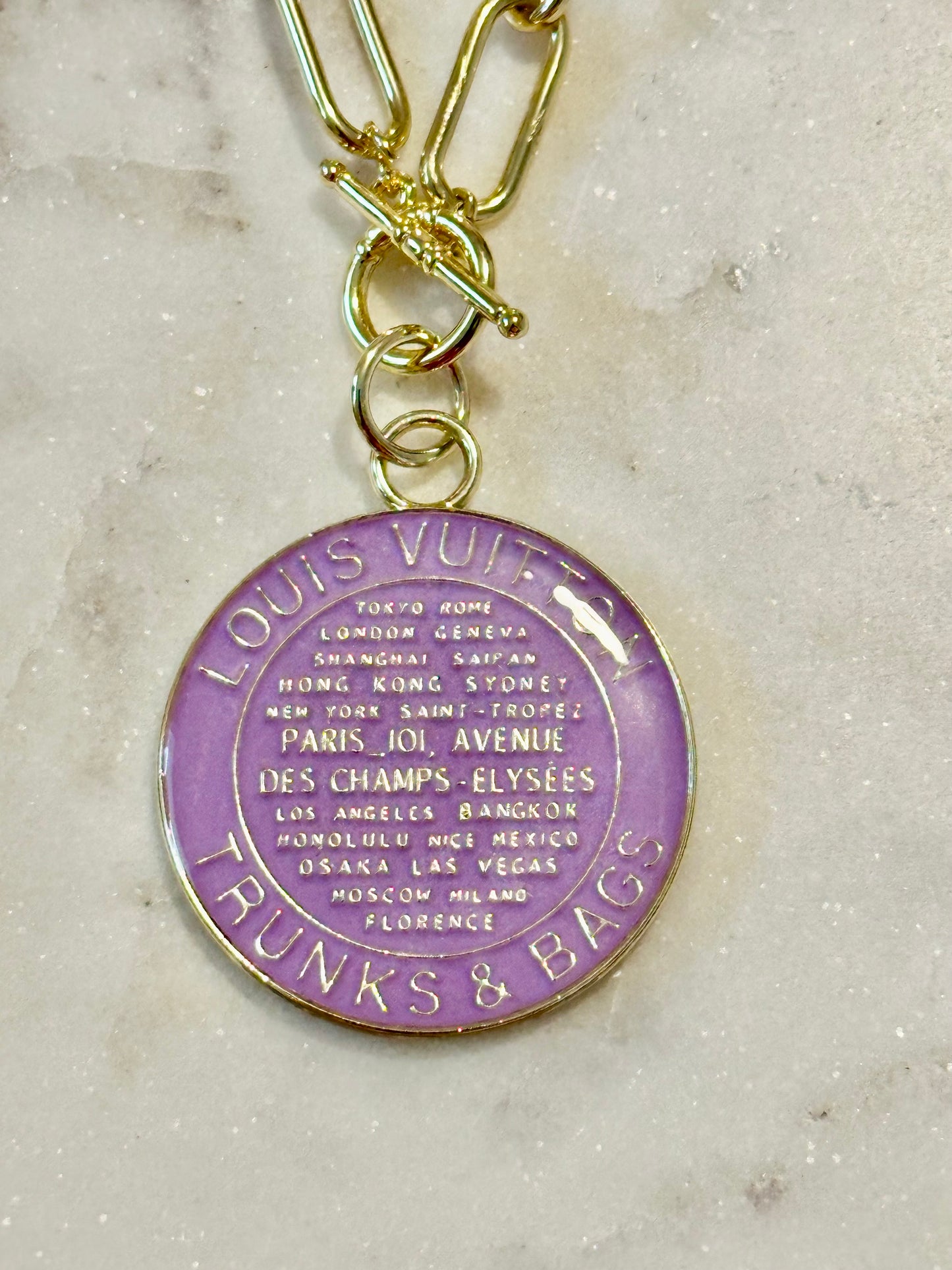 LV lavender trunks&bags necklace