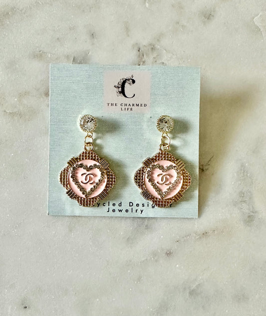 CC pink heart earrings