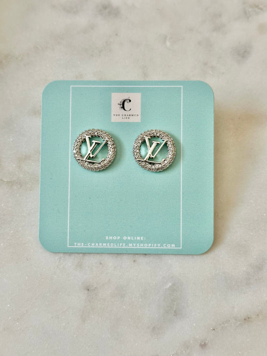 LV rhinestone earrings