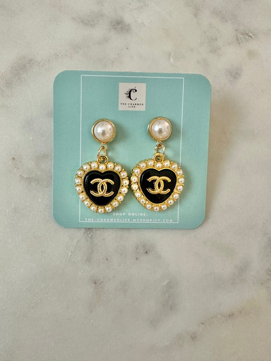 CC heart w/faux pearl earrings
