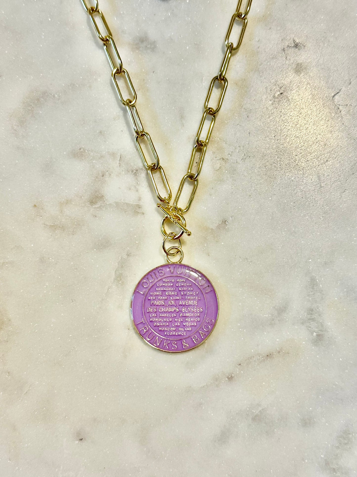 LV lavender trunks&bags necklace