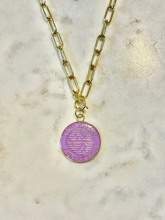 LV lavender trunks&bags necklace