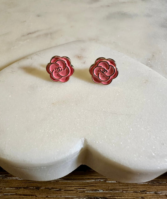CC mini button earrings