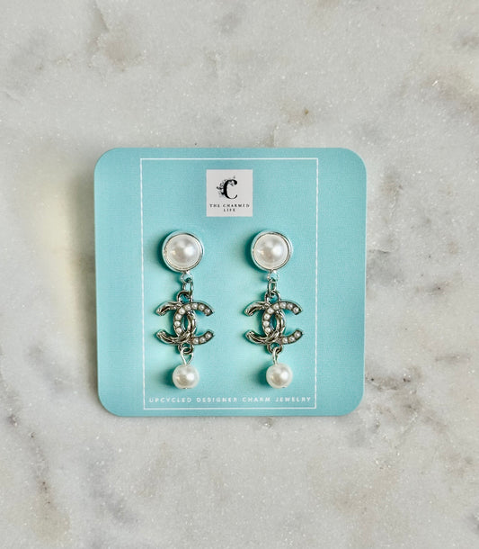 CC pearl drop earrings