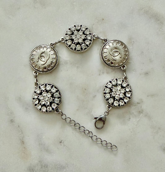 CC Button rhinestone Bracelet