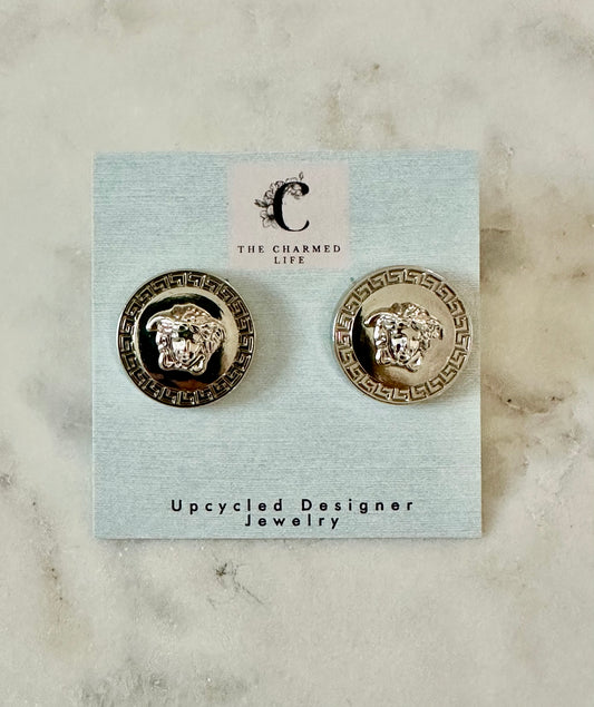 Versace Medusa silver tone earrings