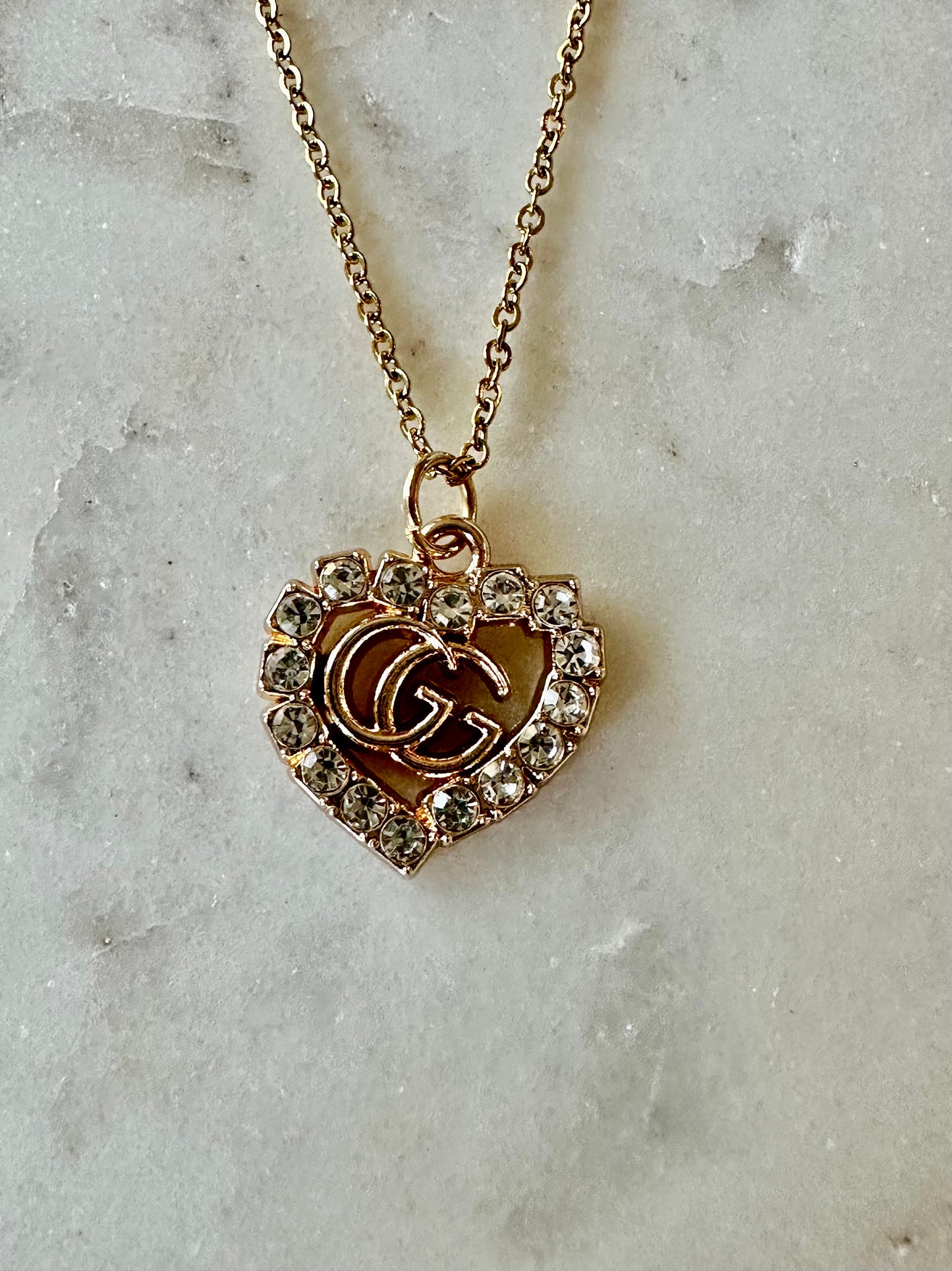 Gucci rhinestone heart neck