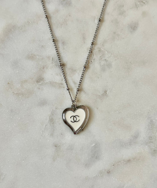 CC white heart necklace