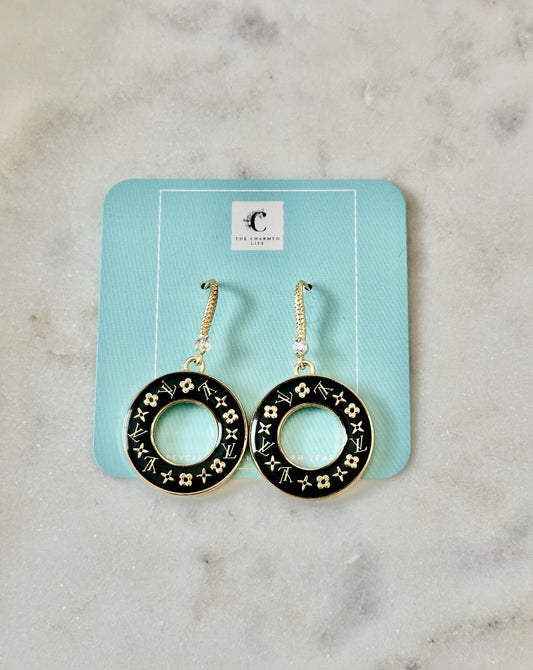 LV black donut earrings