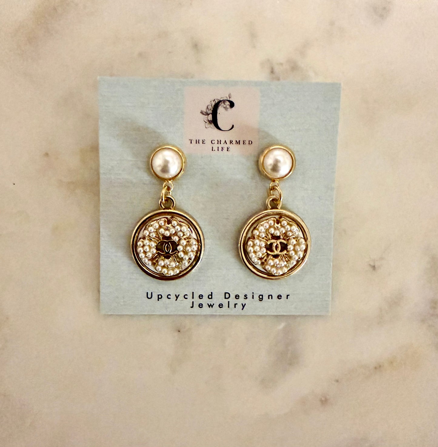 CC pearl earrings