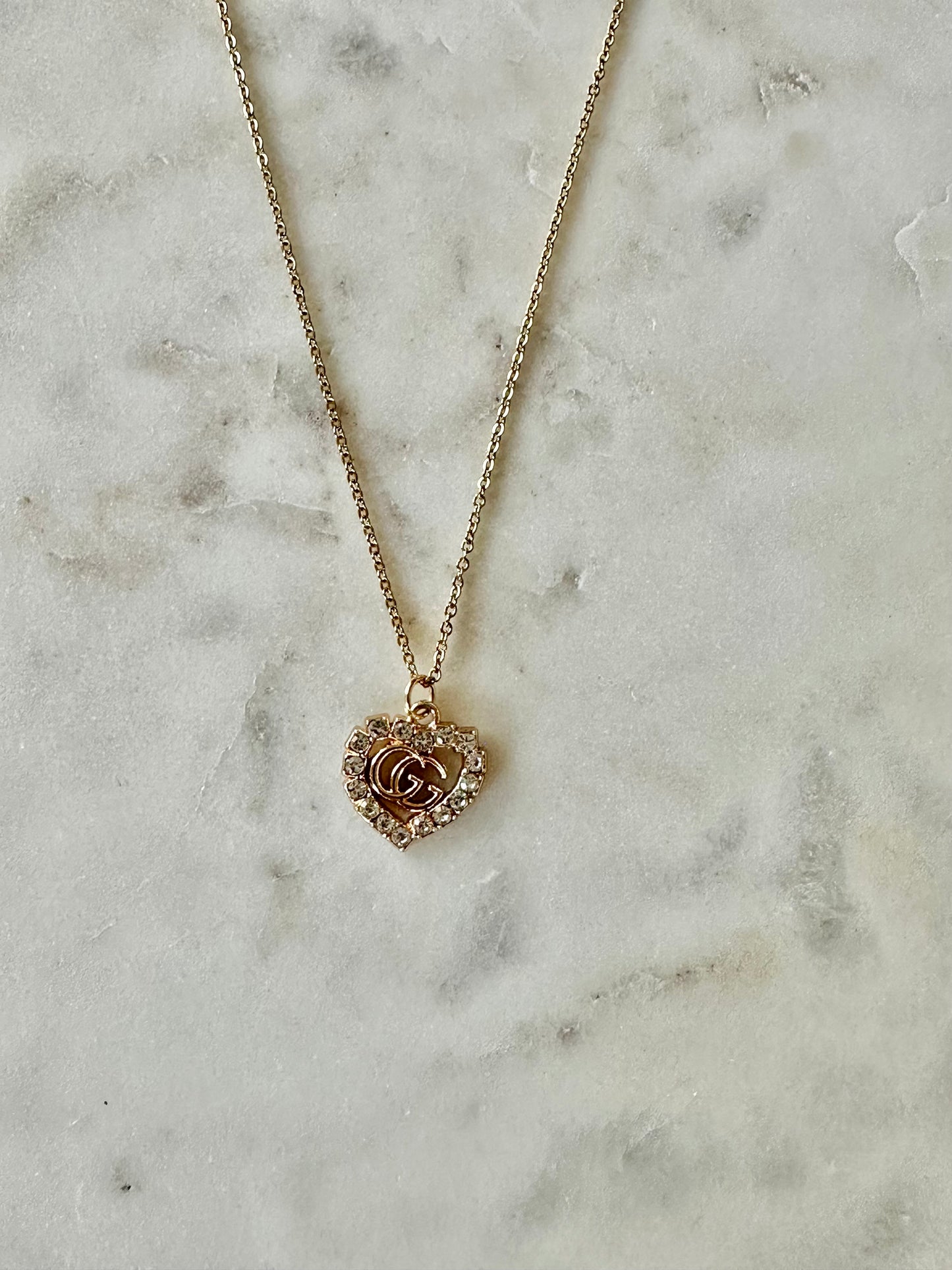 Gucci rhinestone heart neck