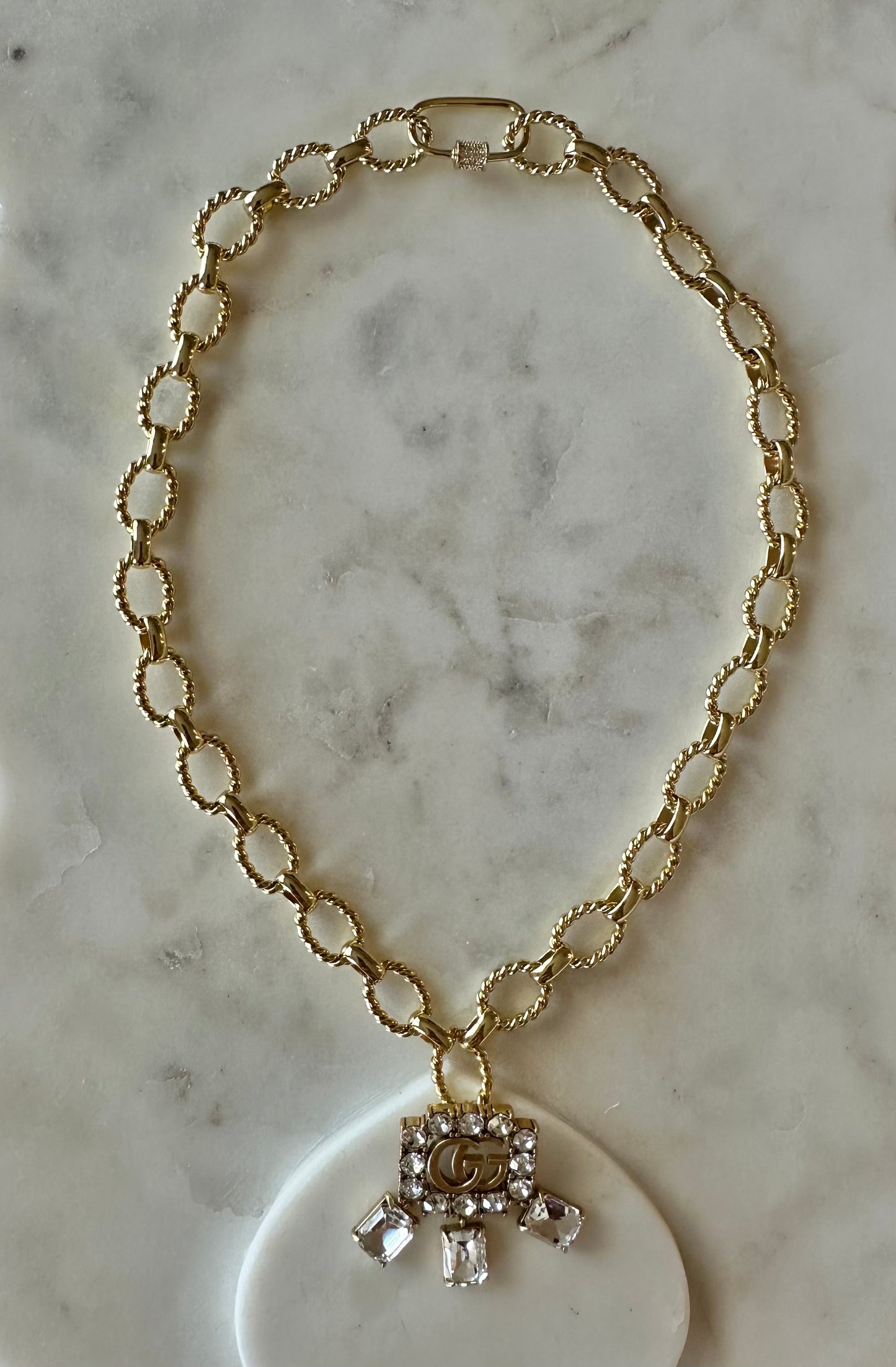 Gucci rhinestone necklace 18”