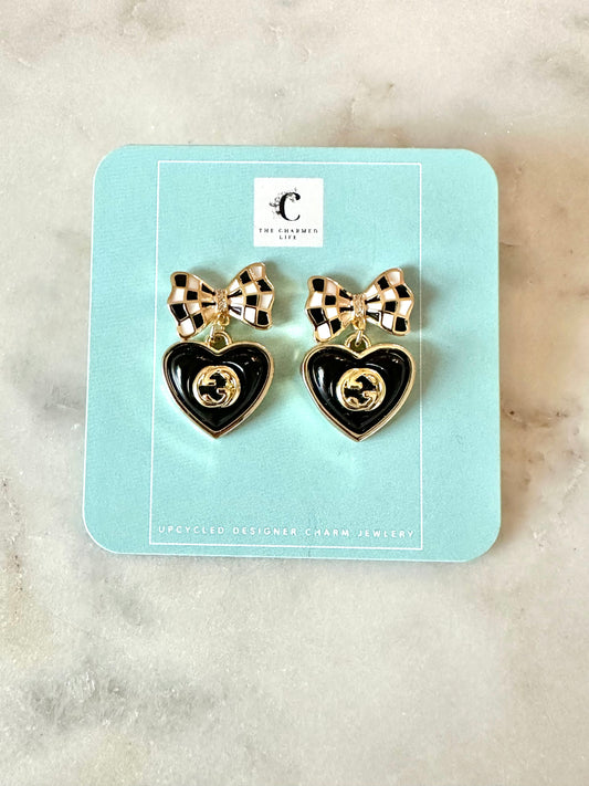 Gucci heart bow pendant earrings