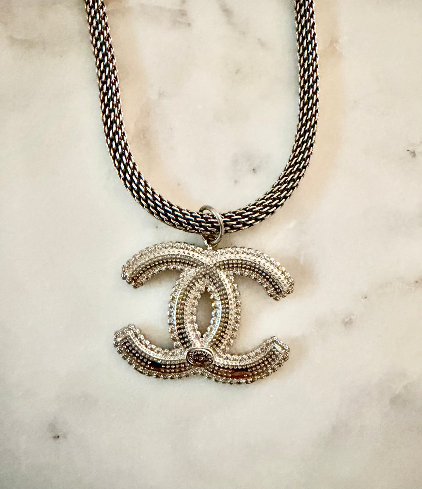 CC black and rhinestone necklace 22”