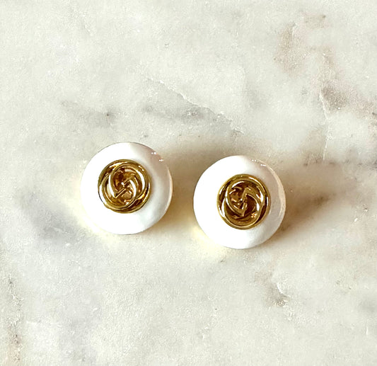 Gucci white button earrings