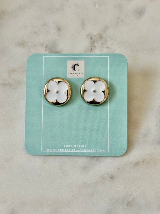 LV button earrings